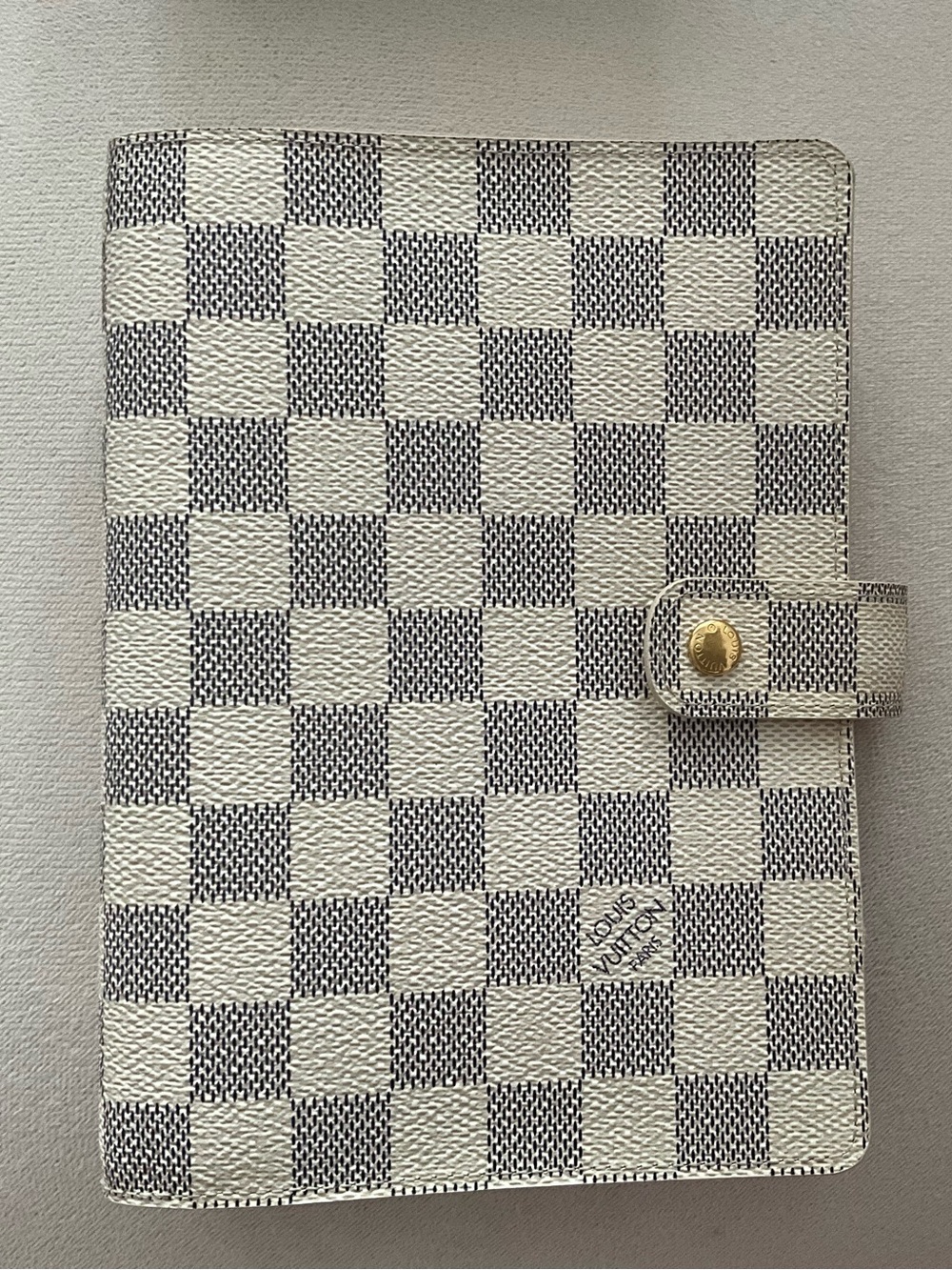 Gorgeous Louis Vuitton Cream Ring Agenda with Gold Hardware and extras